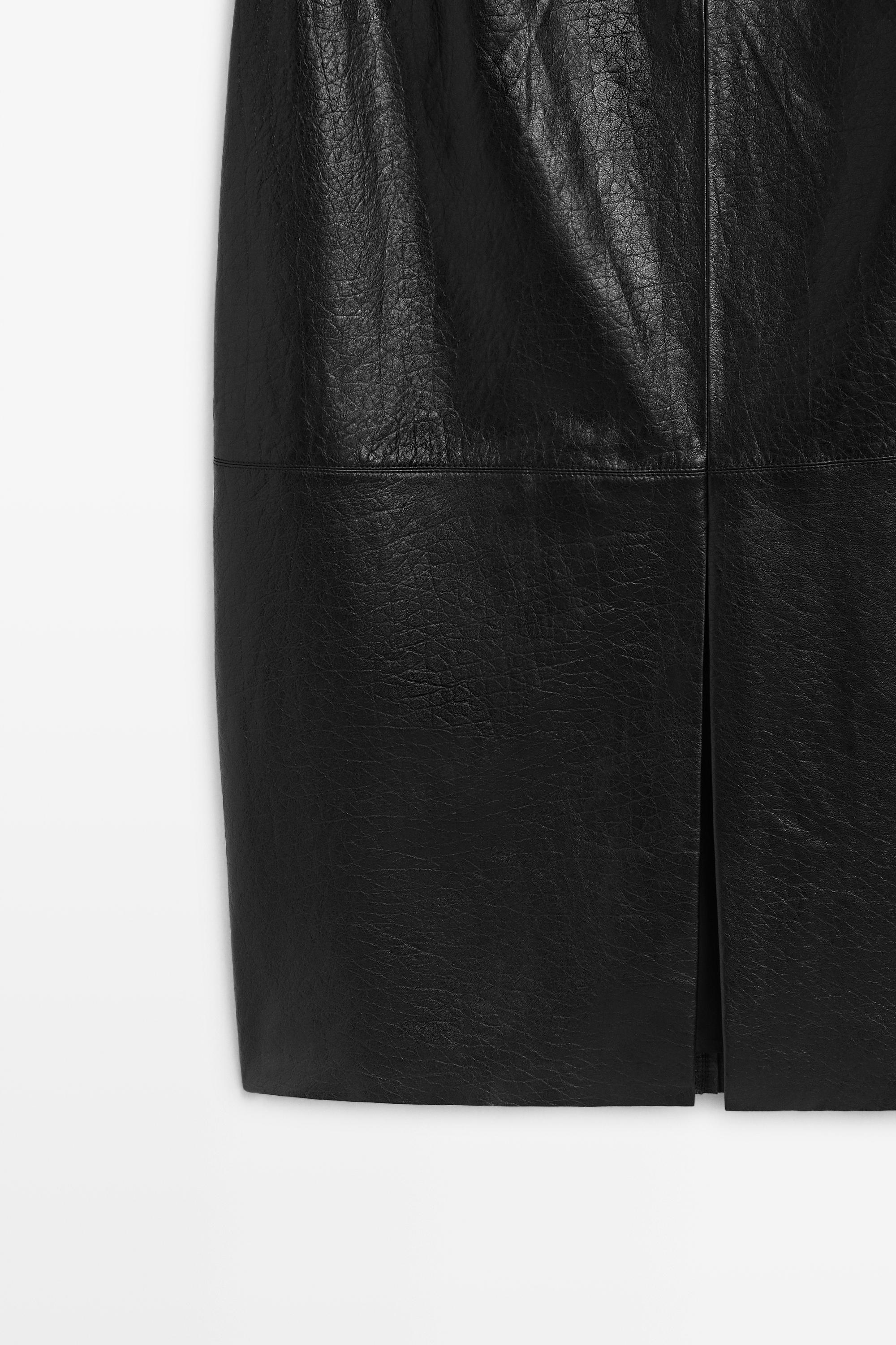 Midi balloon  skirt with Nappa leather seams
