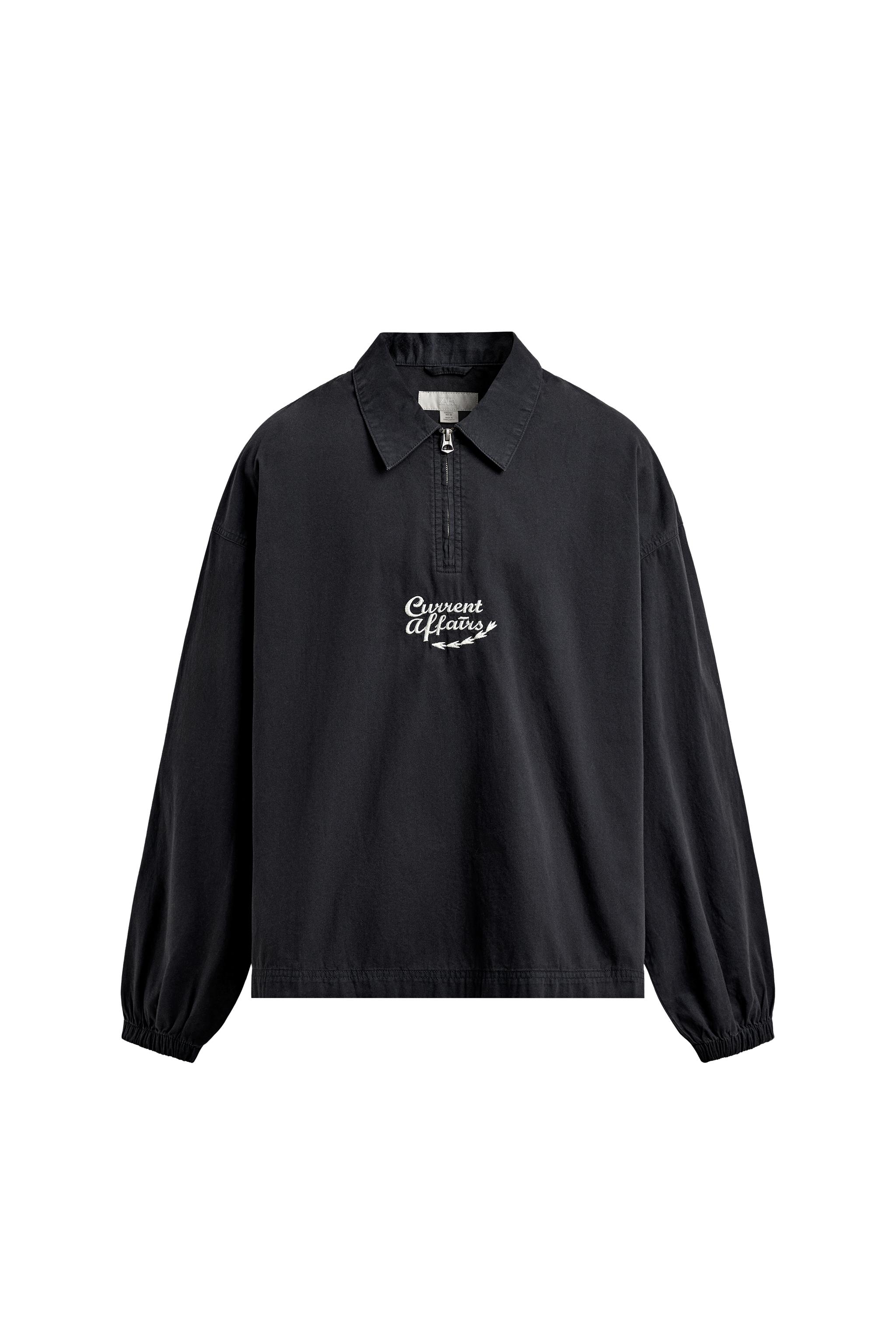EMBROIDERED ZIP POLO SHIRT - Gray / Blue | ZARA United States