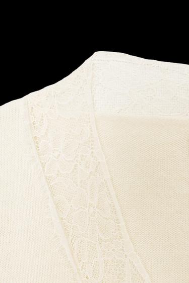 JERSEY PUNTO ENCAJE CON LANA - Crudo de Zara