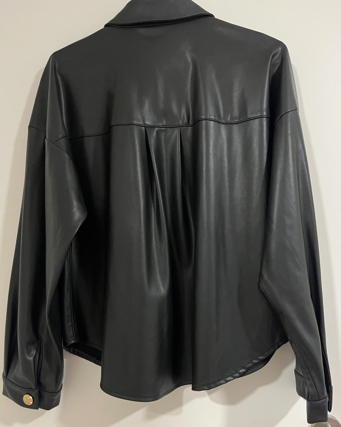 FAUX LEATHER OVERSHIRT WITH GOLDEN BUTTONS - Image 2
