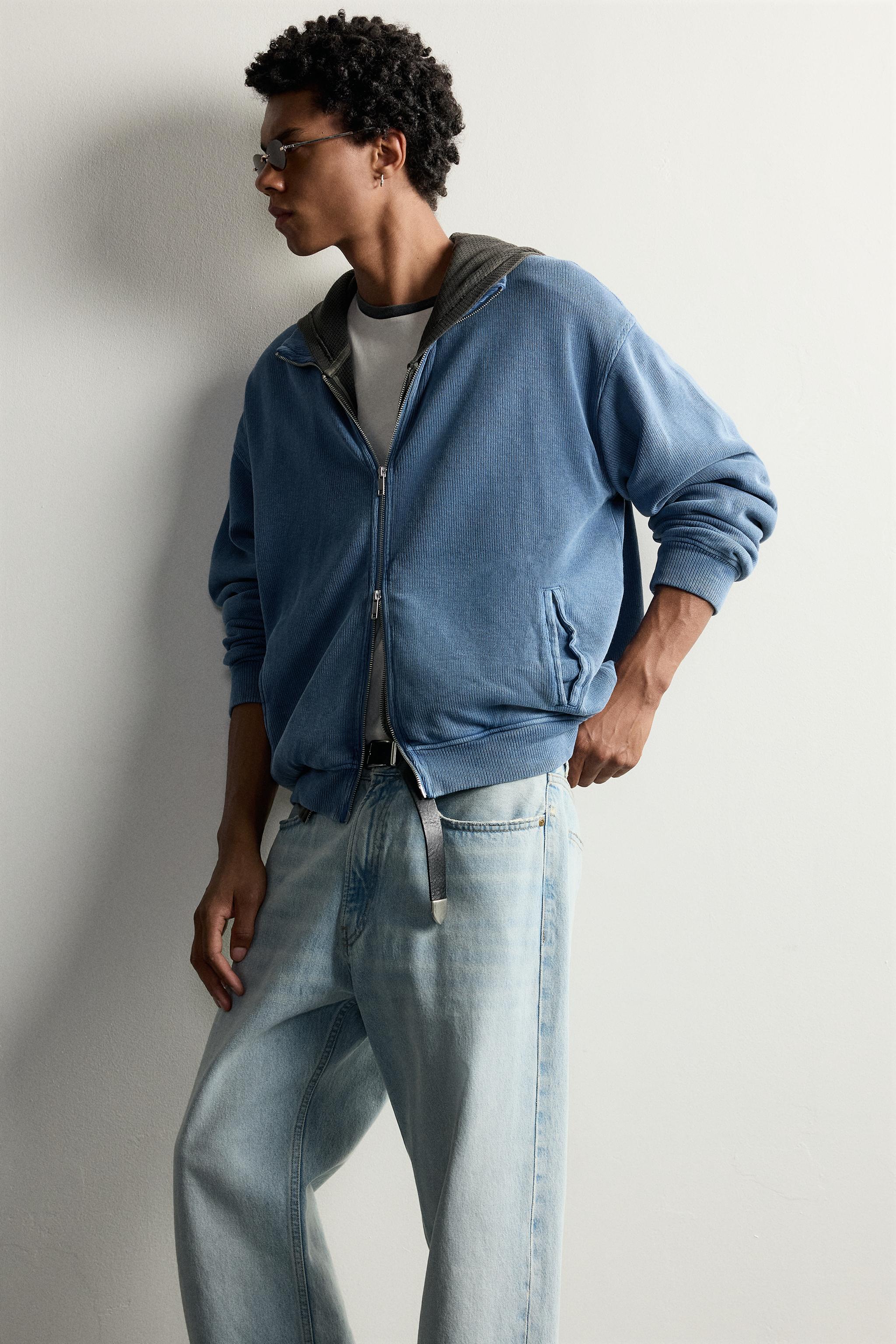WASHED RIBBED ZIP-UP JACKET
