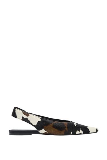 Zara LEATHER SLINGBACK BALLET FLATS - Multi-color - Image 0