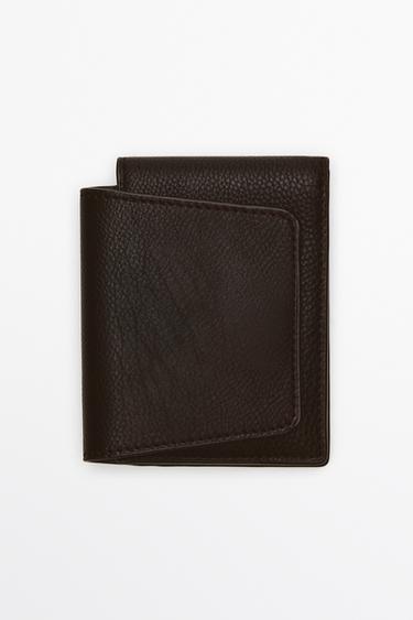 Cartera solapa piel napa - Marrón de Zara