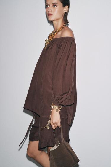 SHORTS FLUIDES ZW COLLECTION - Marron de Zara - Image 3
