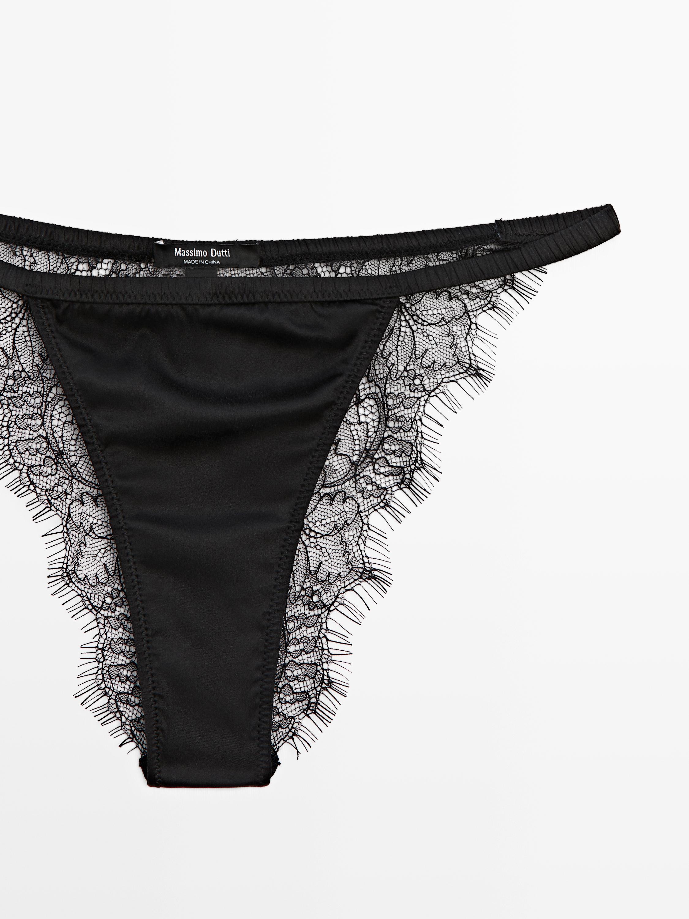 Silk blend briefs with lace detail