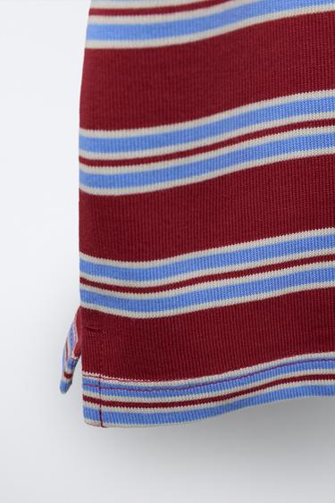 EMBROIDERED STRIPED T-SHIRT - Red / White by Zara - Image 3