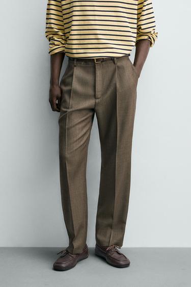 100% WOOL REGULAR FIT TROUSERS - Mink by Zara
