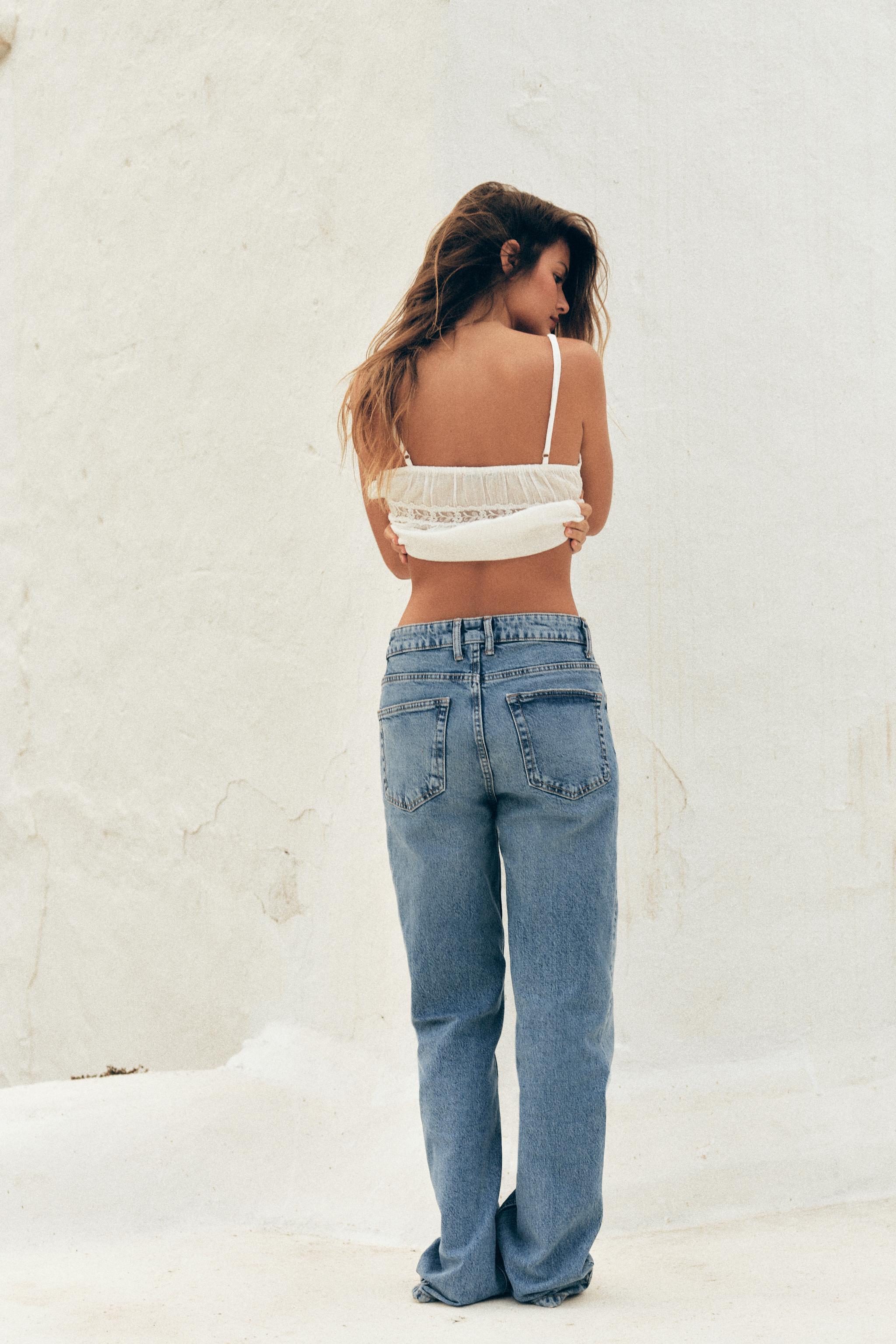 TRF STRAIGHT LEG JEANS WITH A HIGH WAIST - Blue | ZARA