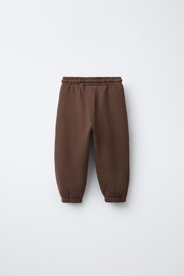LABEL JOGGING TROUSERS - Brown by Zara - Image 1