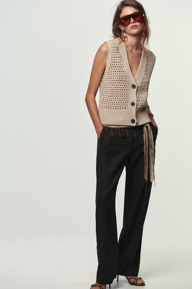 OPEN KNIT WAISTCOAT - Sand by Zara - Image 0