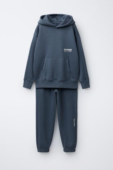 SÆT MED HÆTTETRØJE OG JOGGINGBUKSER - blå fra Zara - Billede 0