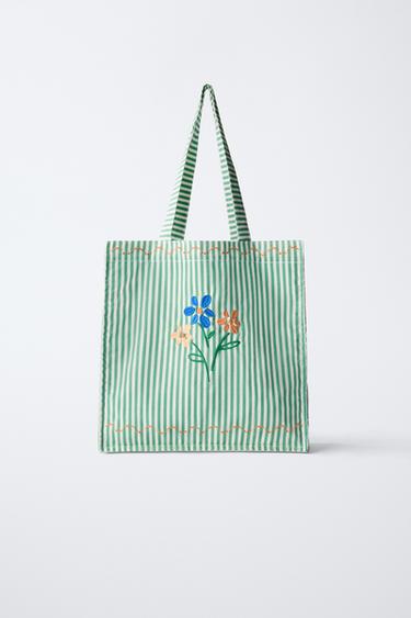 SHOPPER MIT BLUMENSTICKEREI - Grün von Zara - Bild 0
