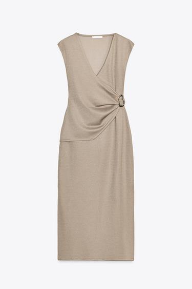 SERGE-KLEID IN WICKELOPTIK - Beige von Zara