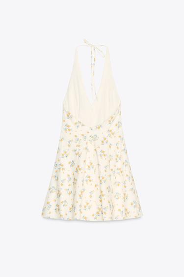 ROBE EN POPELINE IMPRIMÉE FLEURS - blanc-orange de Zara - Image 5