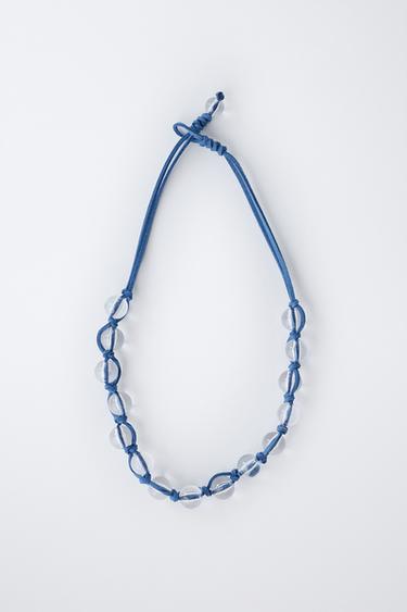 COLLIER LACET À BOULES - Bleu encre de Zara - Image 3
