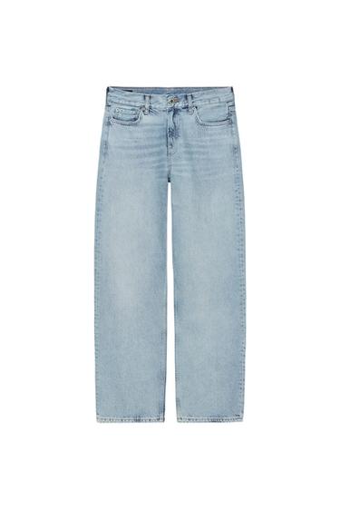 Zara ZW COLLECTION LOW RISE STRAIGHT LEG JEANS - Light blue