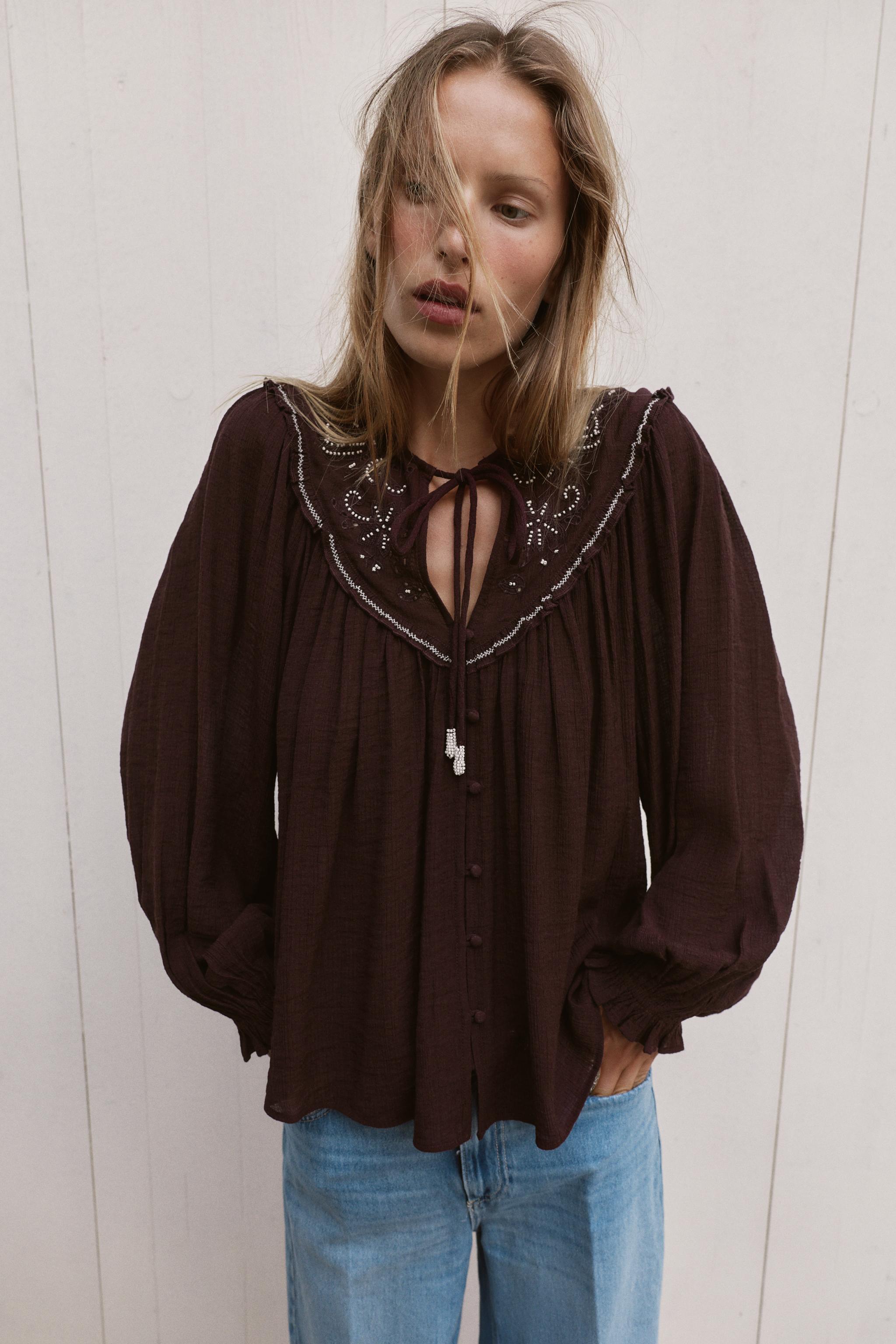 EMBROIDERED BEADED BLOUSE