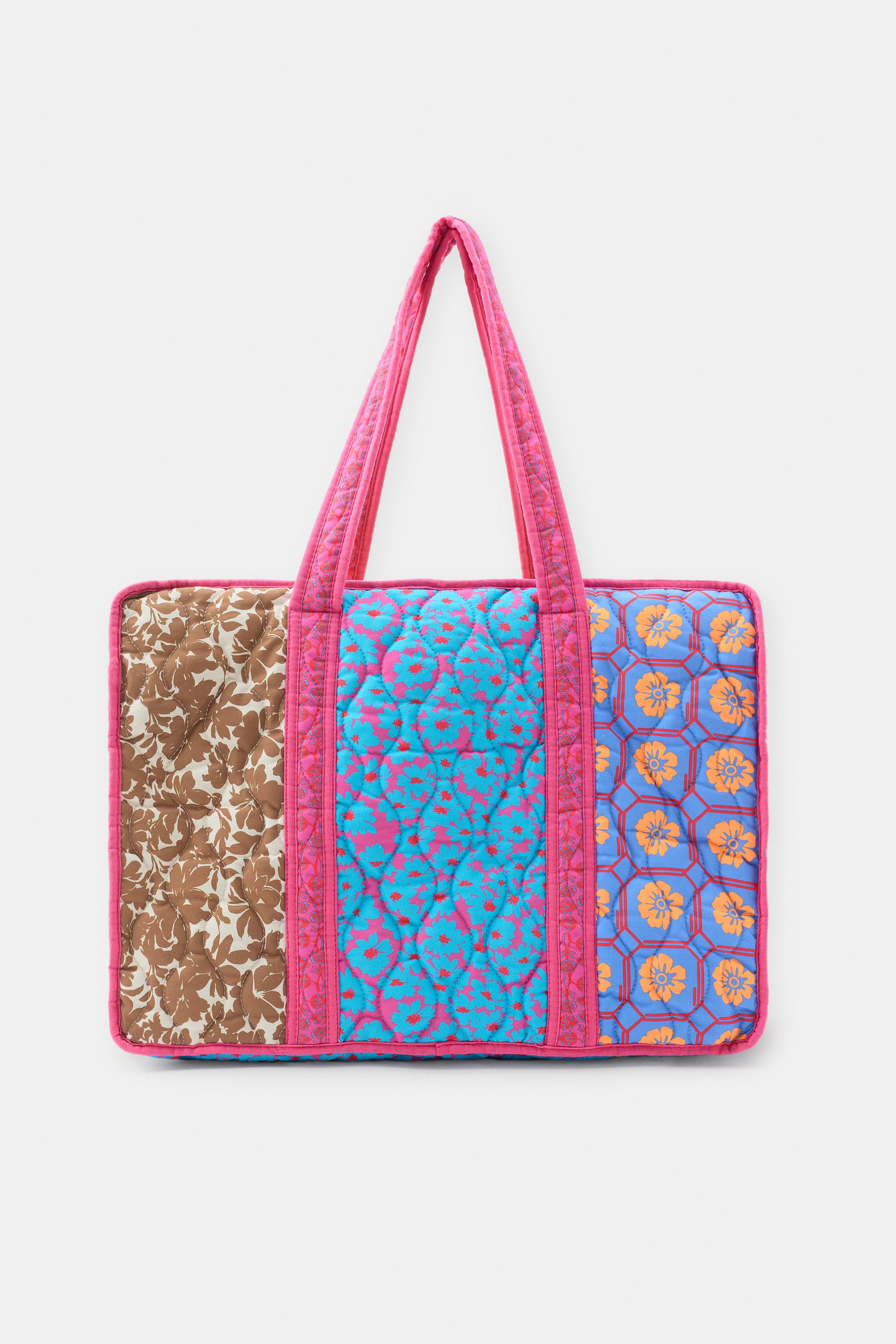 Zara Patchwork Desenli Kapitone Çanta görsel 3