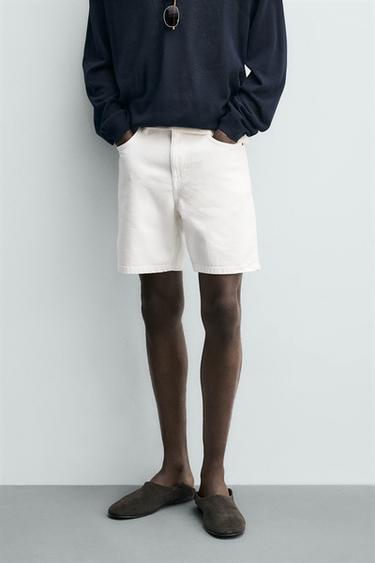 BERMUDA DENIM REGULAR FIT - Blanco roto de Zara
