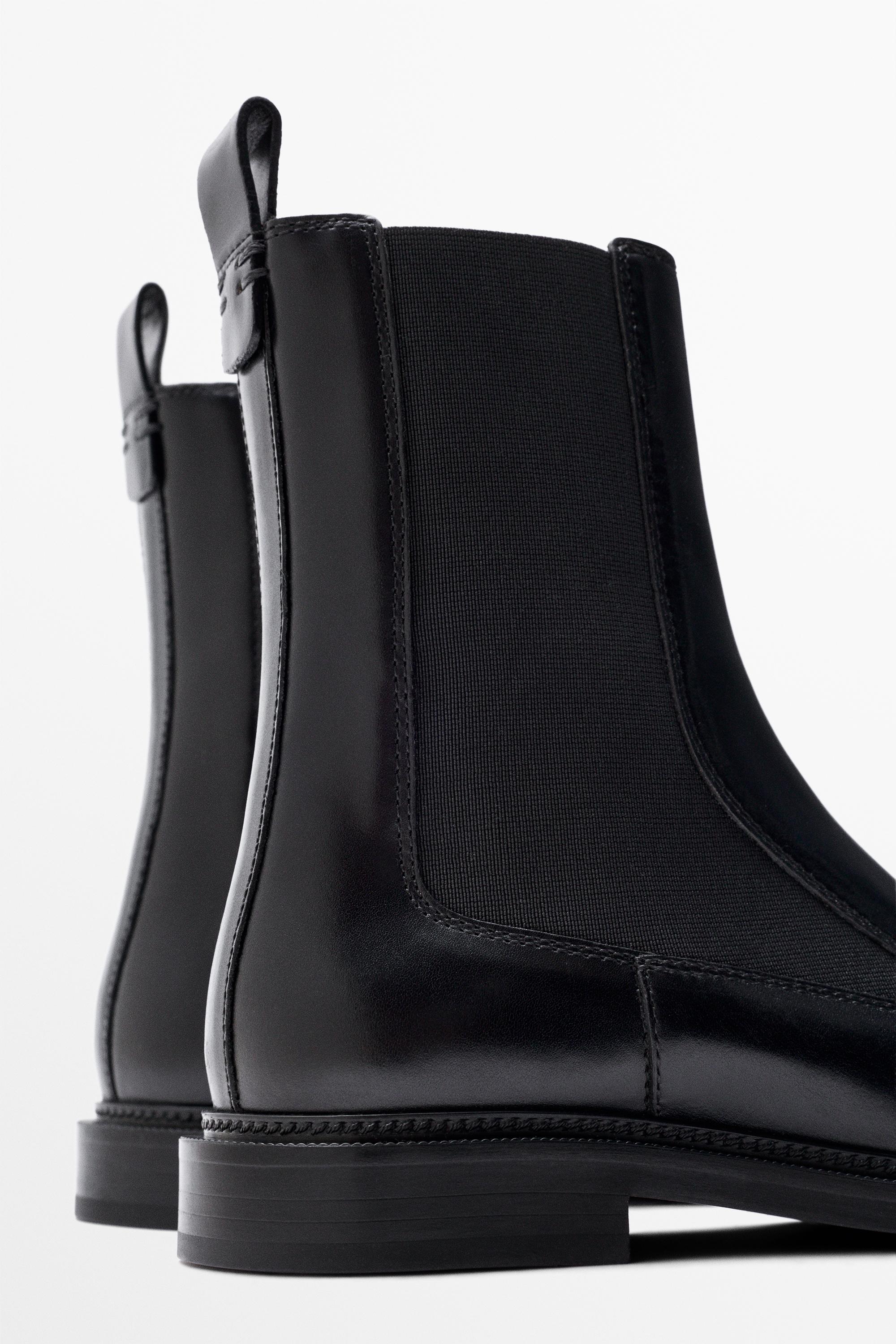 Bottines plates en cuir style chelsea