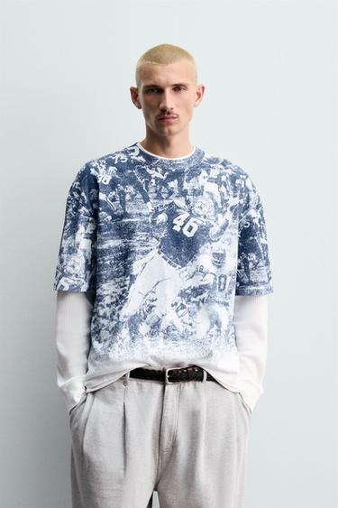 CAMISETA ESTAMPADO FÚTBOL AMERICANO CHAMPION ® X ZARA - Estampado de Zara