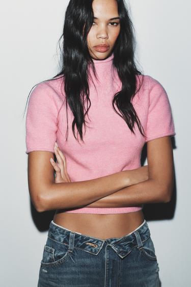 SOFT KNIT SHORT SLEEVE JUMPER - Pink by Zara - Image 1