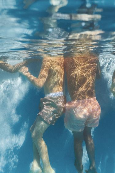 AGES 6-14 / SWIM BERMUDA SHORTS WITH LABEL - camel by Zara