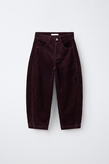 CORDUROY BARREL TROUSERS - Aubergine by Zara