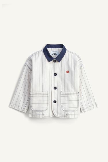 Zara LIMITED EDITION CONTRASTING COLLAR STRIPED JACKET - 010