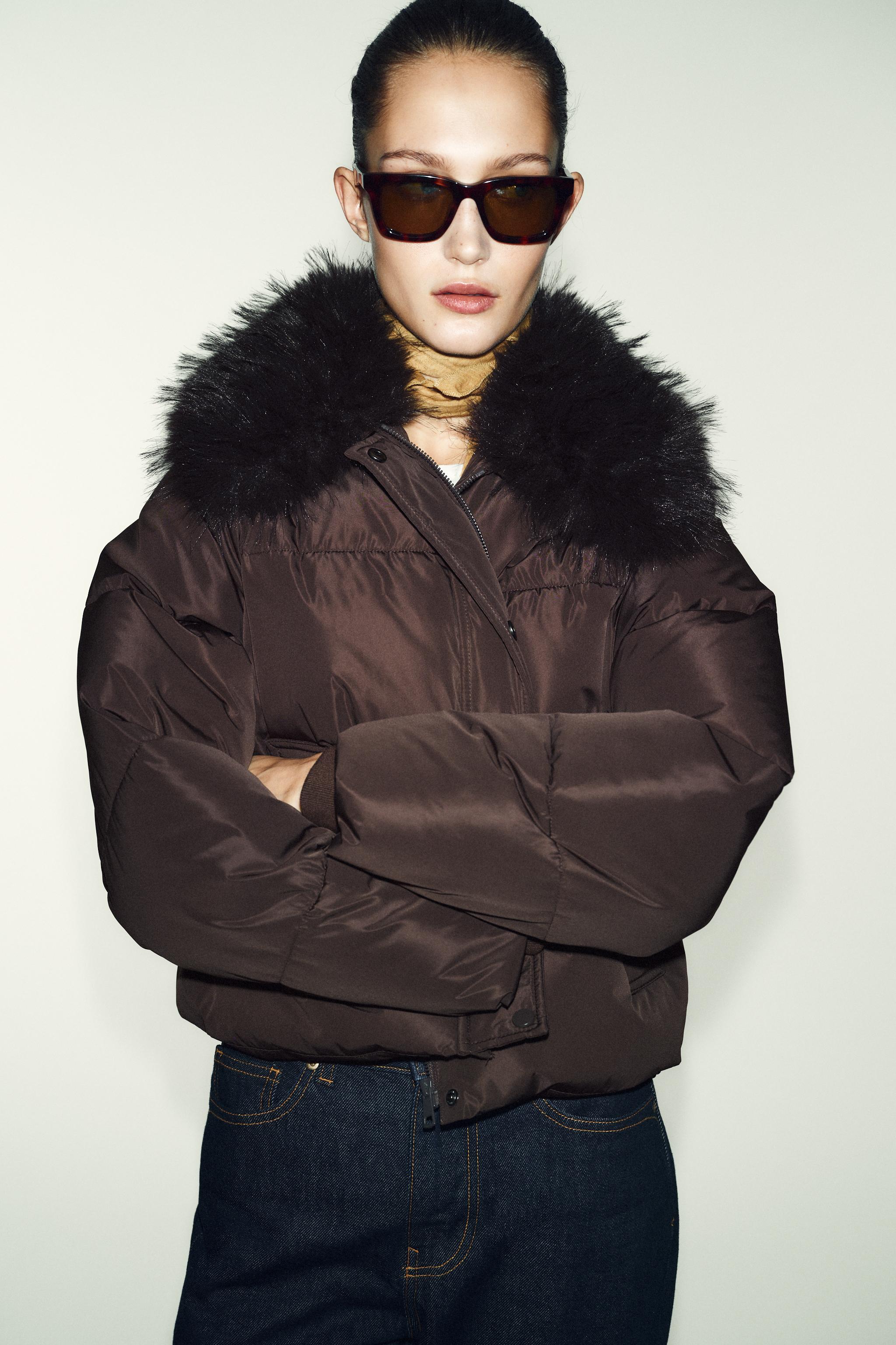 BLOUSON BOMBER MATELASSÉ À REVERS EFFET FOURRURE