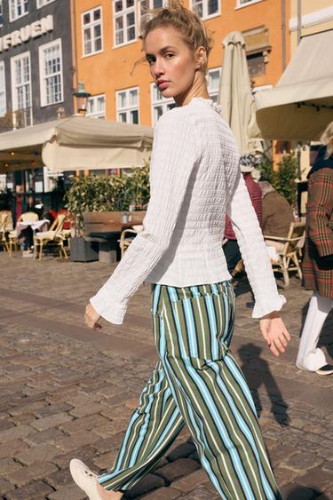 TOP NID D'ABEILLE À LACETS - Écru de Zara - Image 4