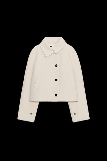 ZW COLLECTION SHORT WOOL COAT - Ecru by Zara - Image 0