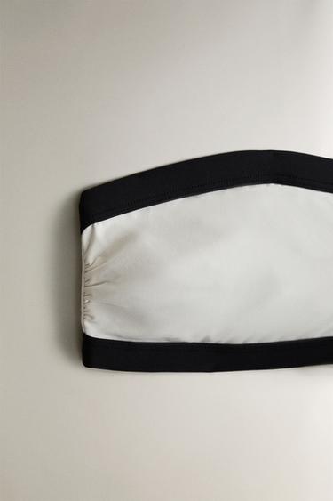 BEACH BIKINI TOP WITH CONTRAST STRIPE - Ecru by Zara - Image 1
