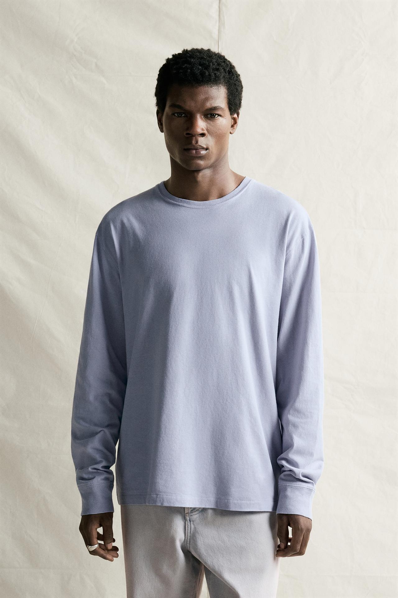 LIGHTWEIGHT LONG SLEEVE T-SHIRT — Sky blue