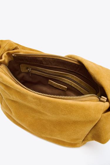 SPLIT SUEDE HANDBAG - Mustard Yellow by Zara - Image 7