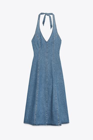 TRF HALTER DENIM DRESS - Blue by Zara