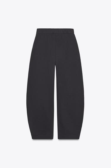 Zara PLUSH BELTED PANTS - Charcoal