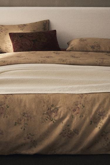 FLORAL PRINT SATEEN DUVET COVER - Ochre by Zara - Image 5