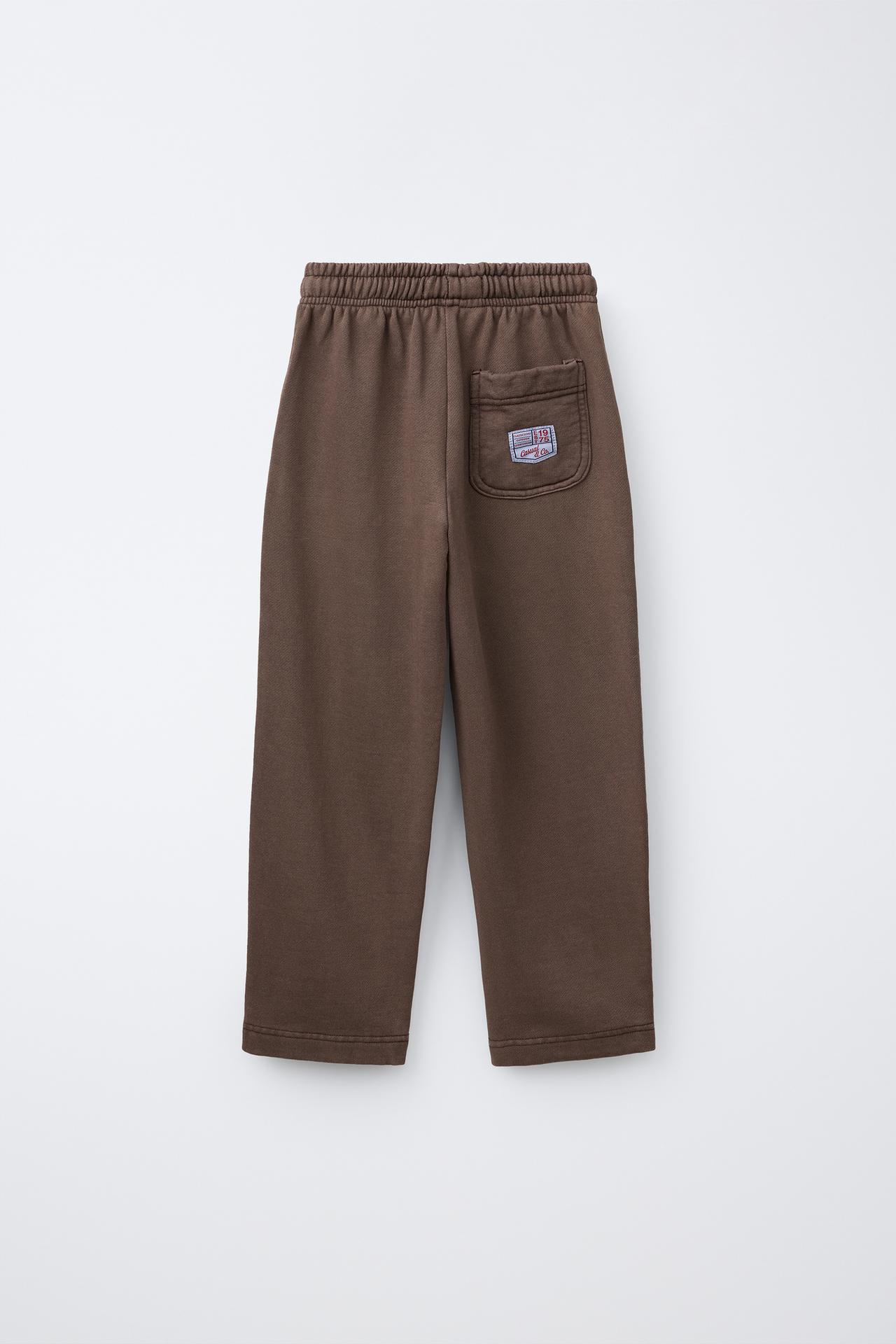 LABEL BARREL SWEATPANTS — Brown