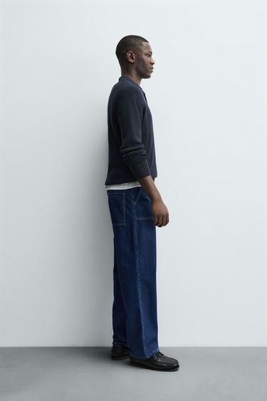 PURL KNIT POLO SHIRT - Navy blue by Zara - Image 3