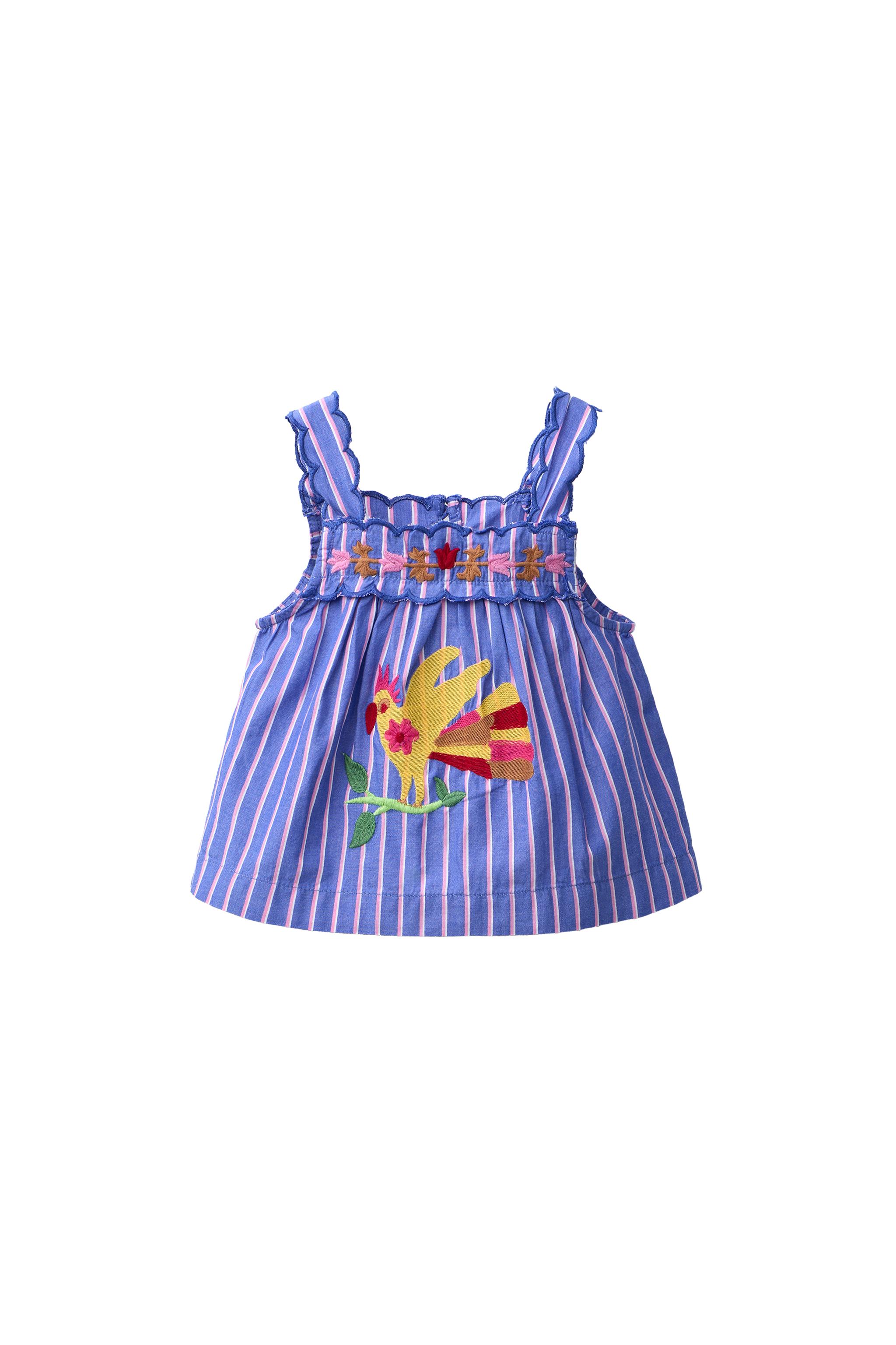 SISSEL EDELBO X ZARA KIDS刺繍ストライプ柄トップス - ブルー | ZARA