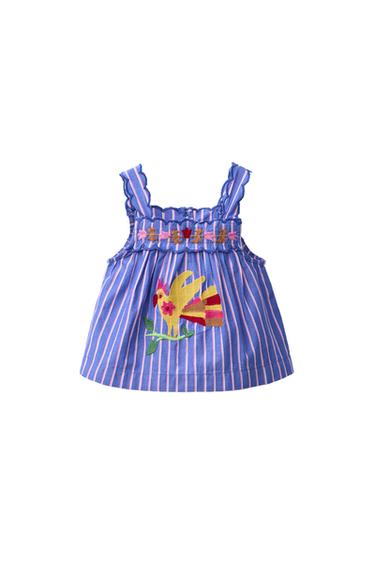 STRIPED EMBROIDERED TOP SISSEL EDELBO X ZARA KIDS - Blue by Zara
