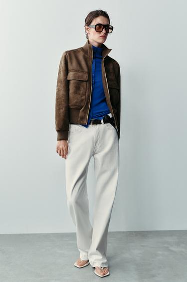 CHAQUETA BOMBER EFECTO ANTE - Beige claro de Zara - Imagen 0