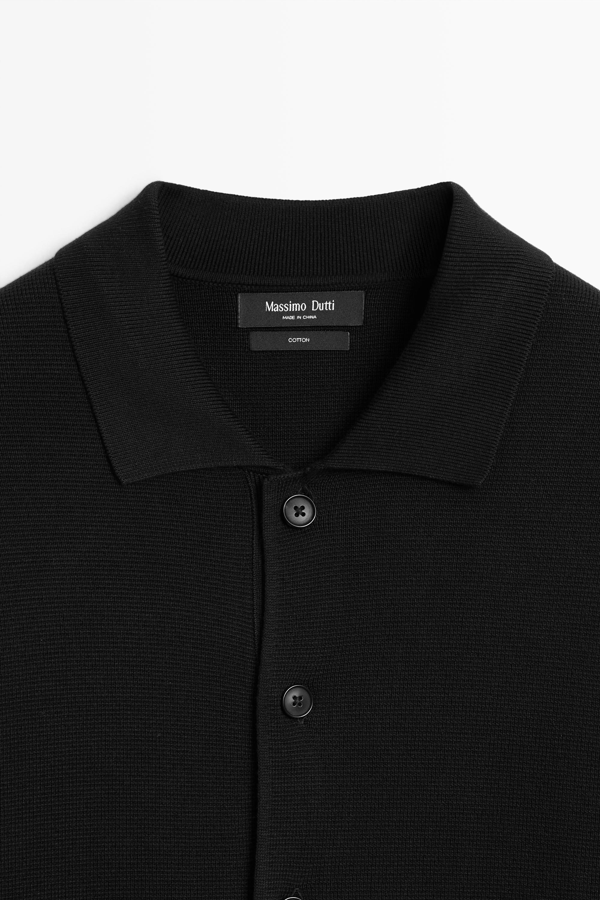 100% cotton knit polo collar cardigan