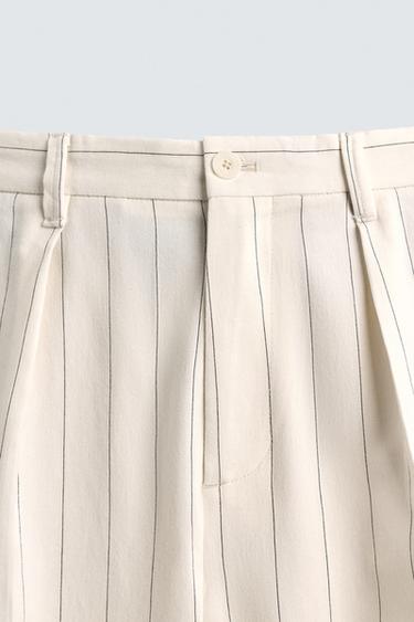 PLEATED STRIPED TROUSERS - Ecru by Zara - Image 8