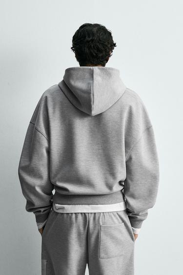 SWEAT À CAPUCHE ET PIÈCE - Gris chiné de Zara - Image 2