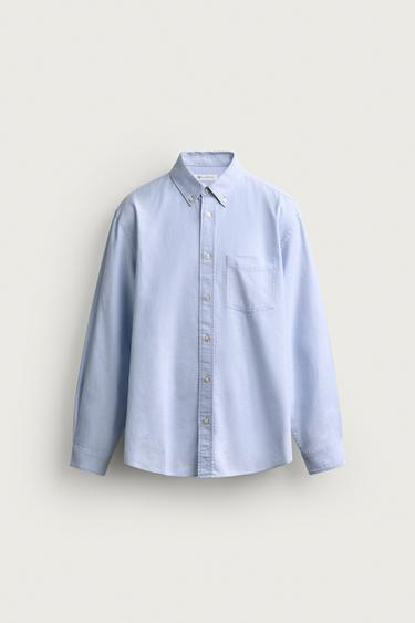 Zara 牛津紋理標準版襯衫 - 天藍色
