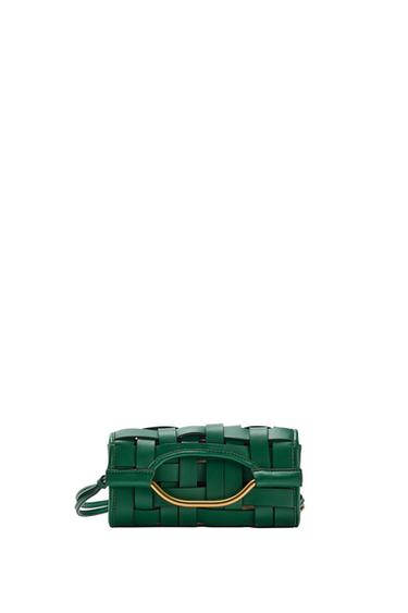 Zara WOVEN EFFECT BAG - Green