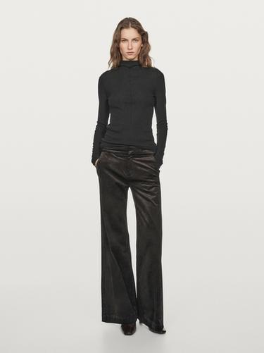 Zara Long sleeve T-shirt with seam detail - Black - Image 0