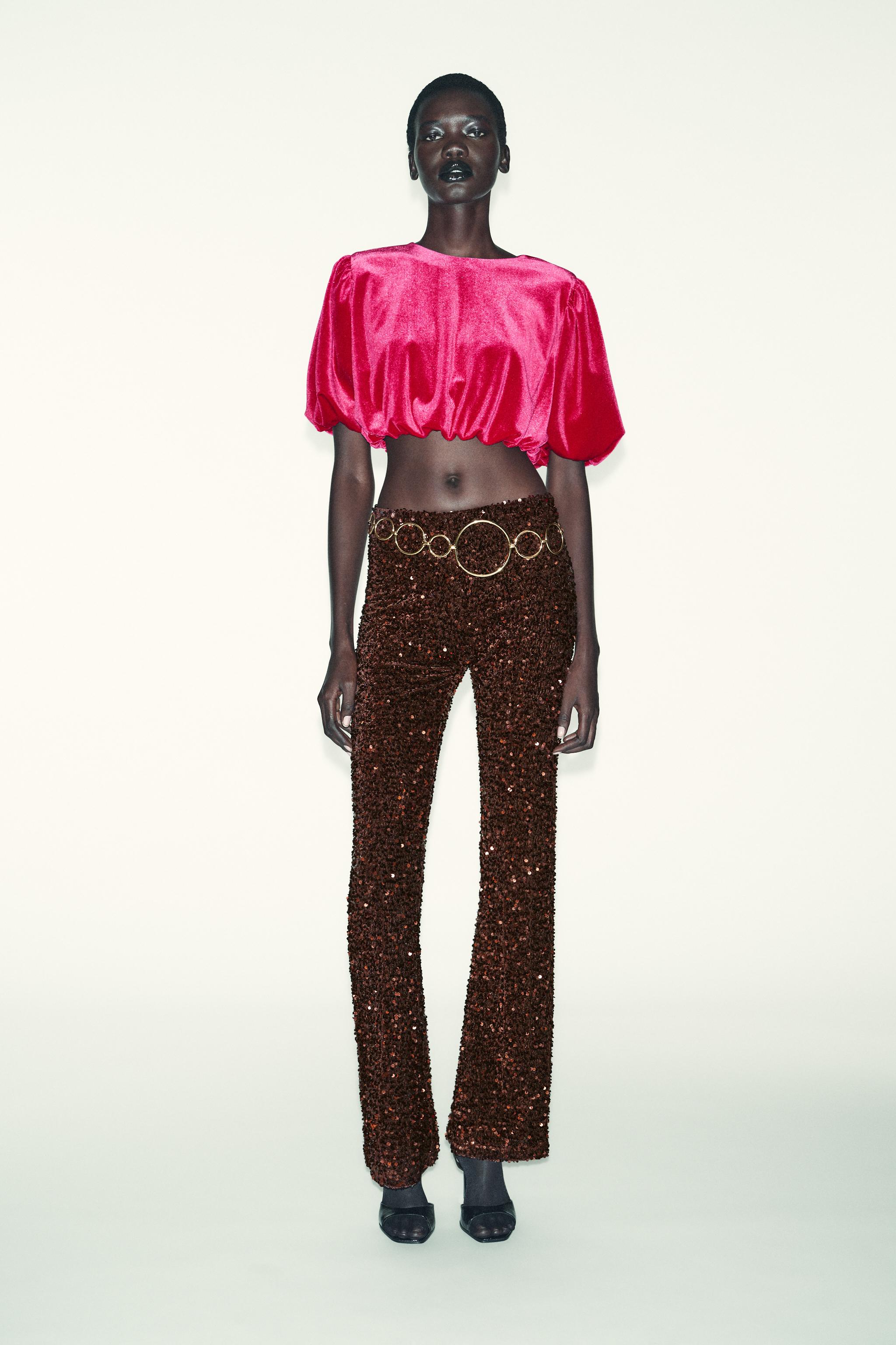 FLARE VELVET SEQUIN LEGGINGS